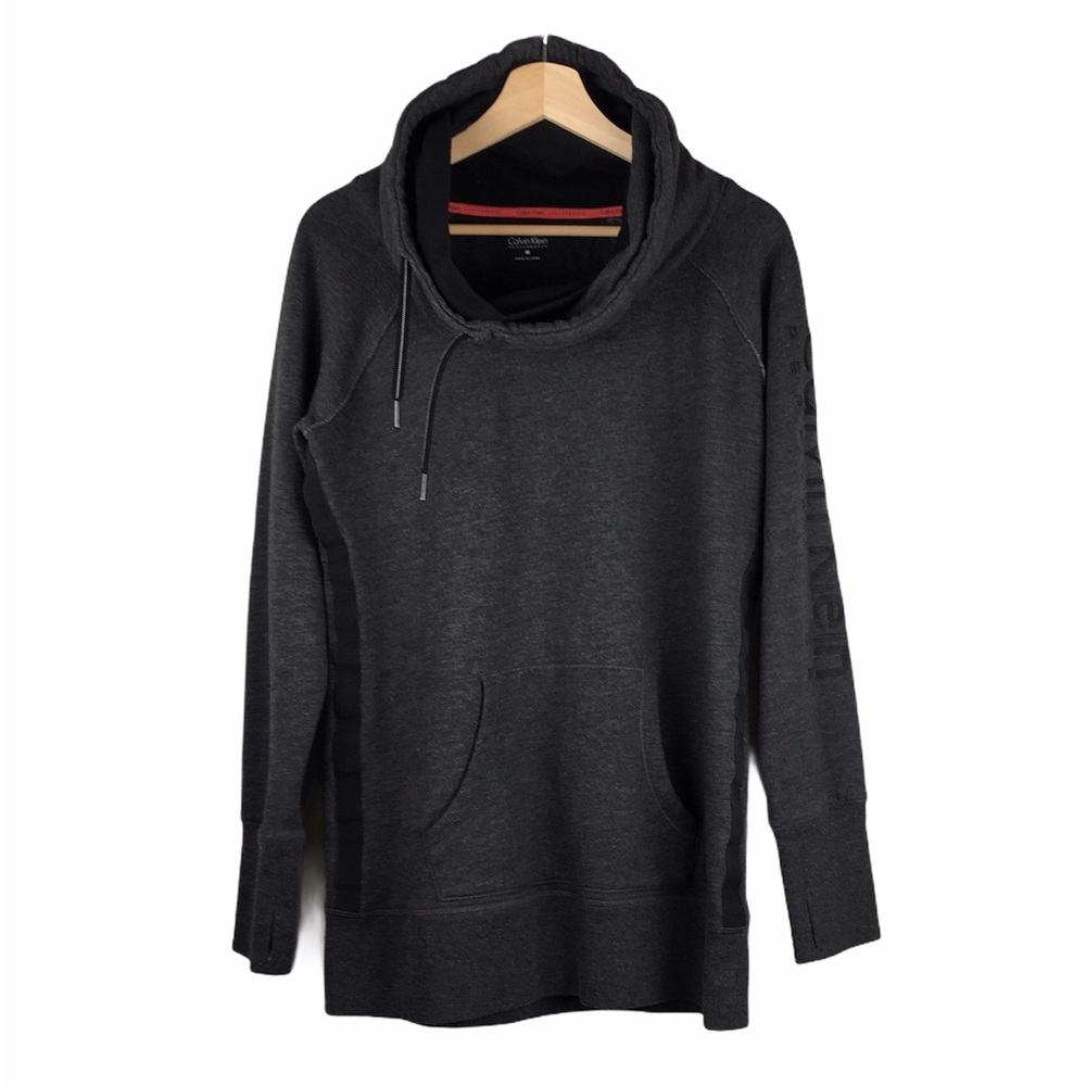 Calvin Klein Hoodie Performance Pullover Gray Cowl